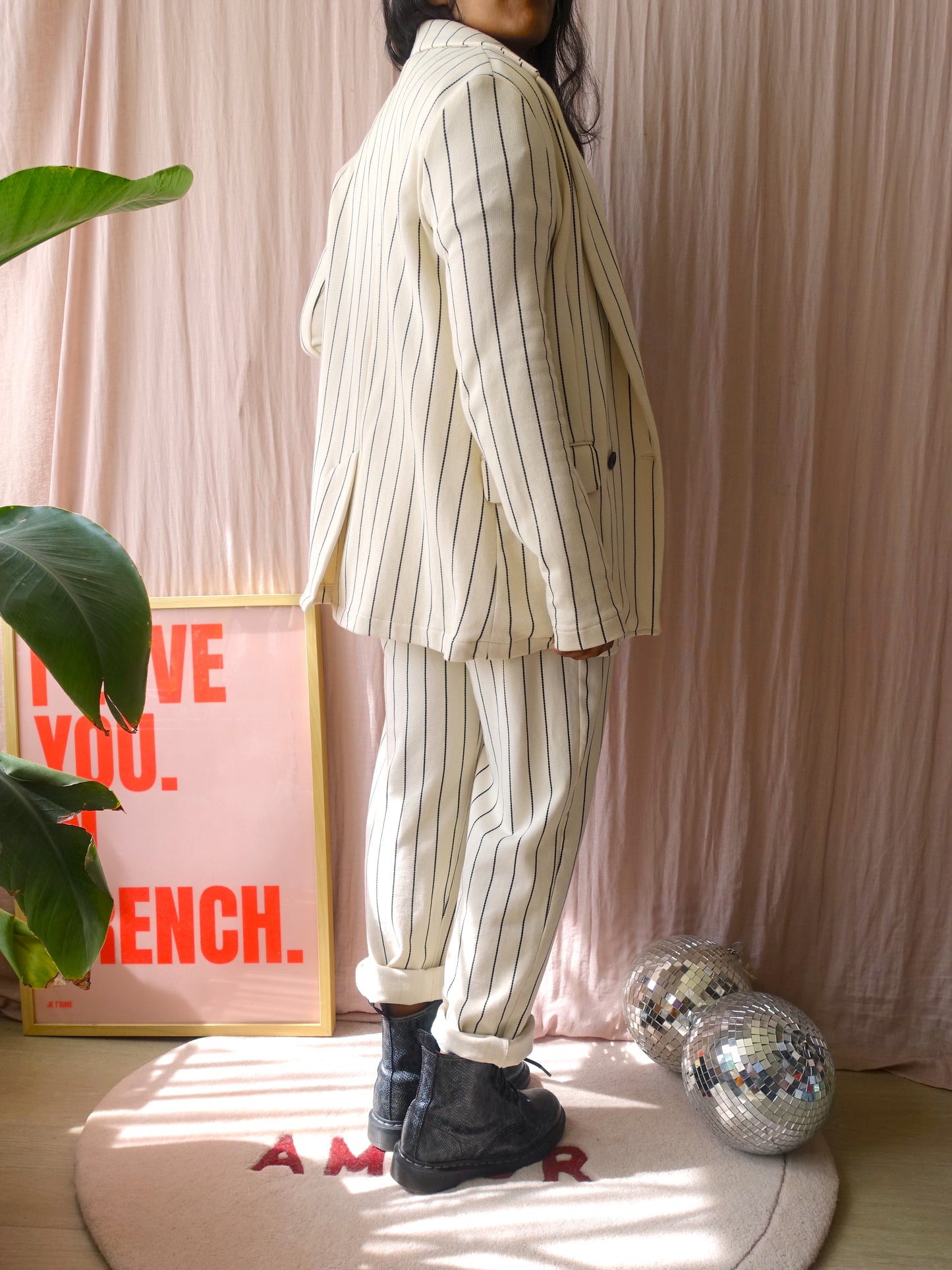 10DAYS pinstripe soft jogger creme
