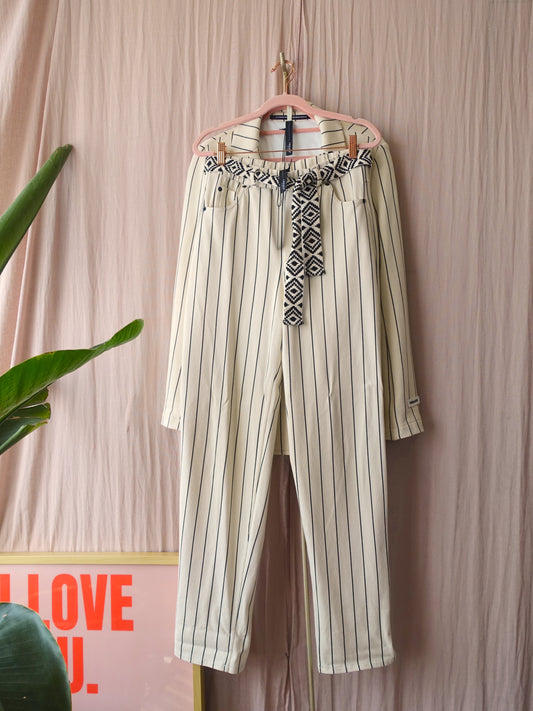 10DAYS pinstripe soft jogger creme