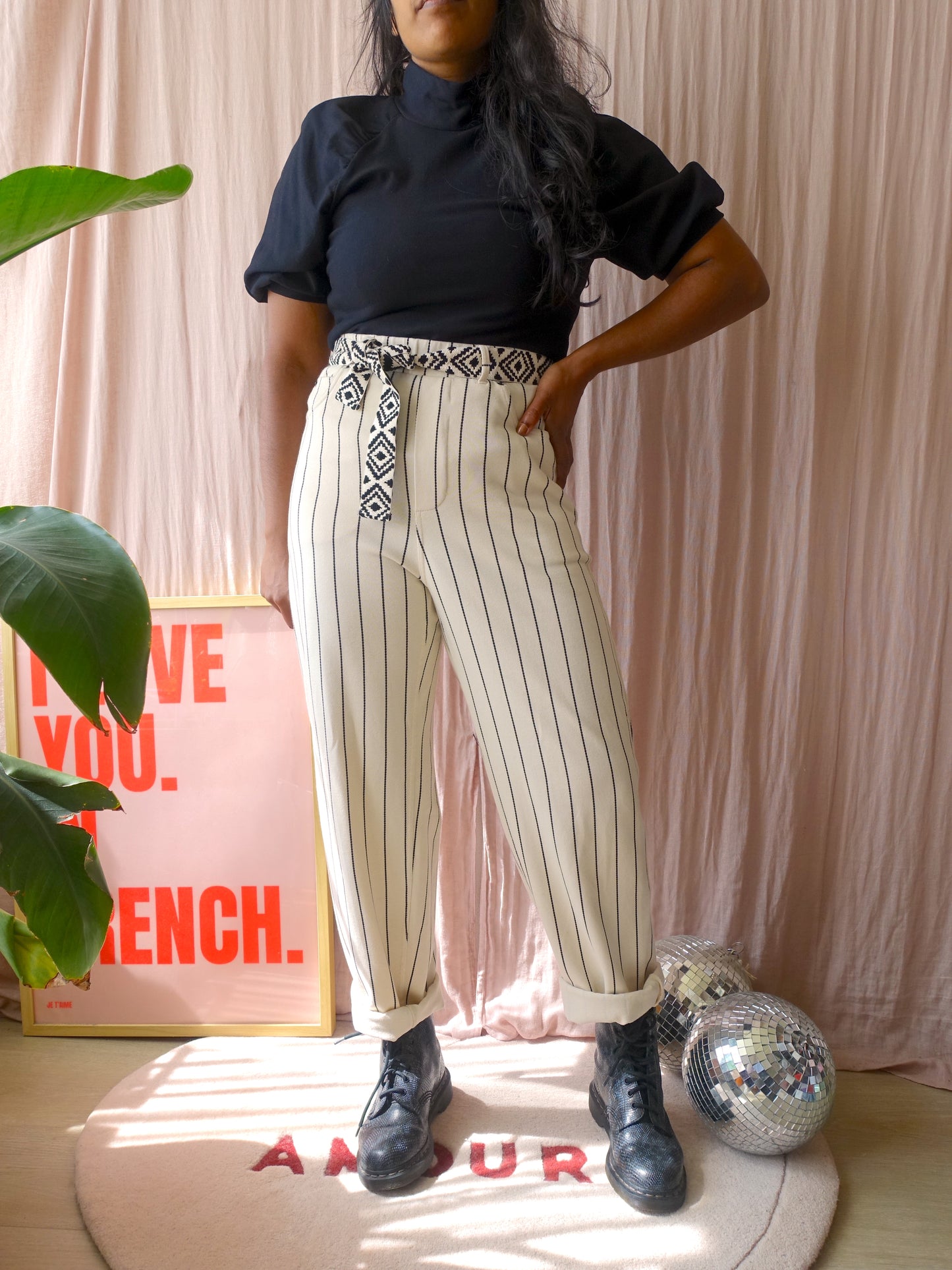 10DAYS pinstripe soft jogger creme