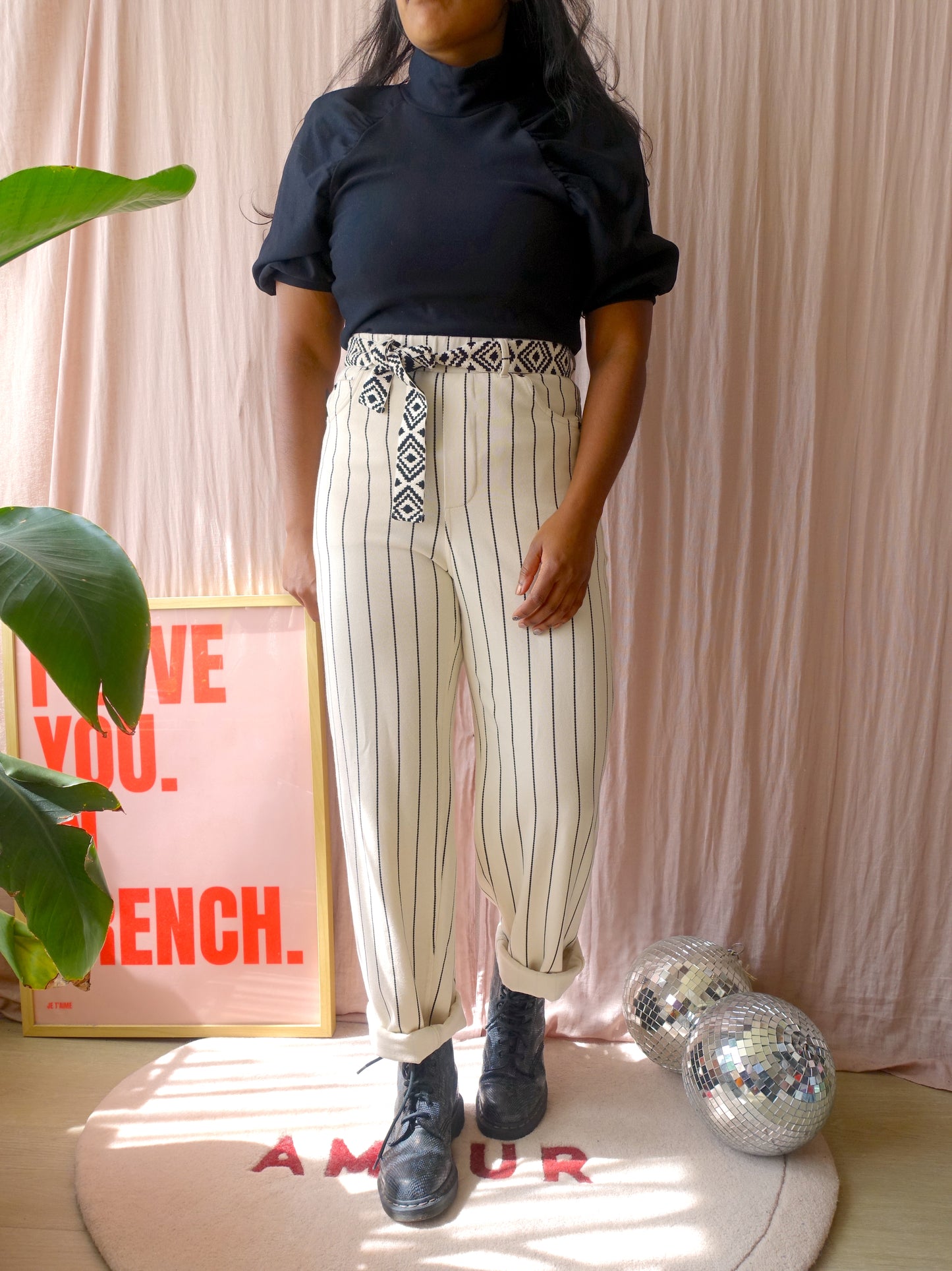 10DAYS pinstripe soft jogger creme