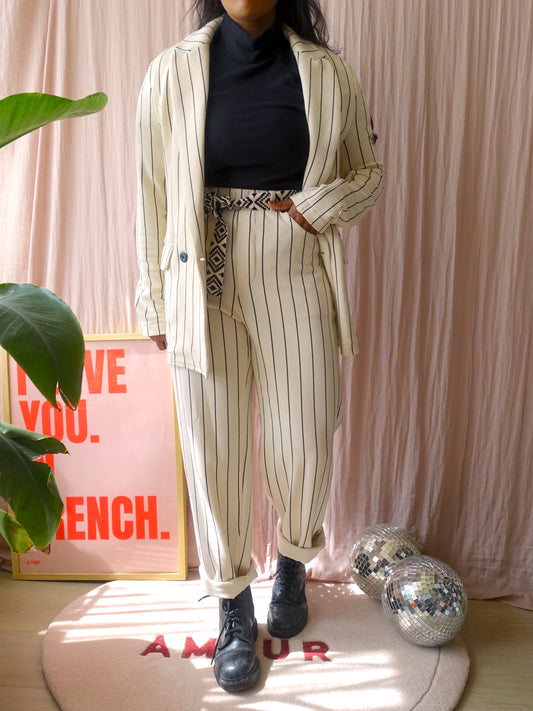 10DAYS pinstripe soft jogger creme