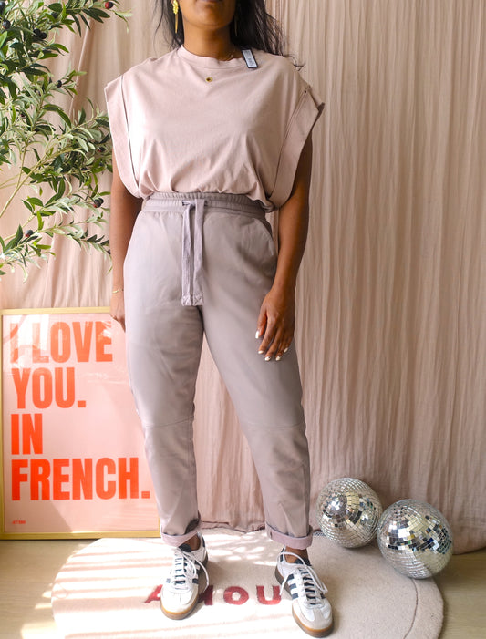 10DAYS leather statement jogger mauve