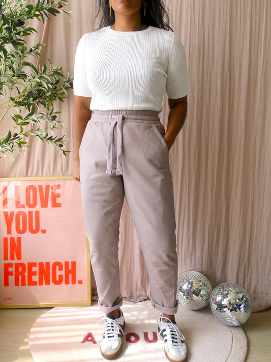 10DAYS leather statement jogger mauve