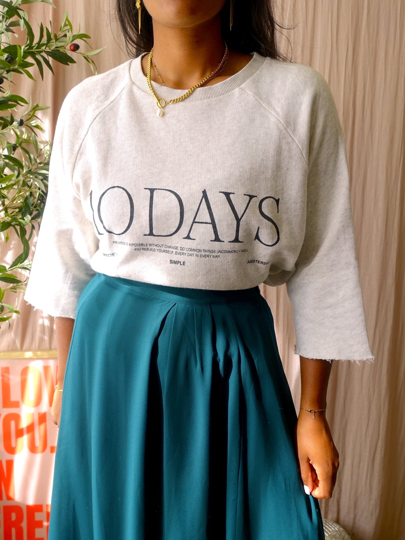 10DAYS oversized logo sweater light grey