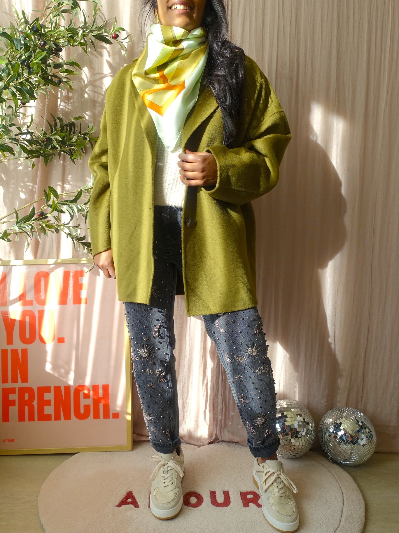 American Vintage Dadoulove coat pastel / mos groen