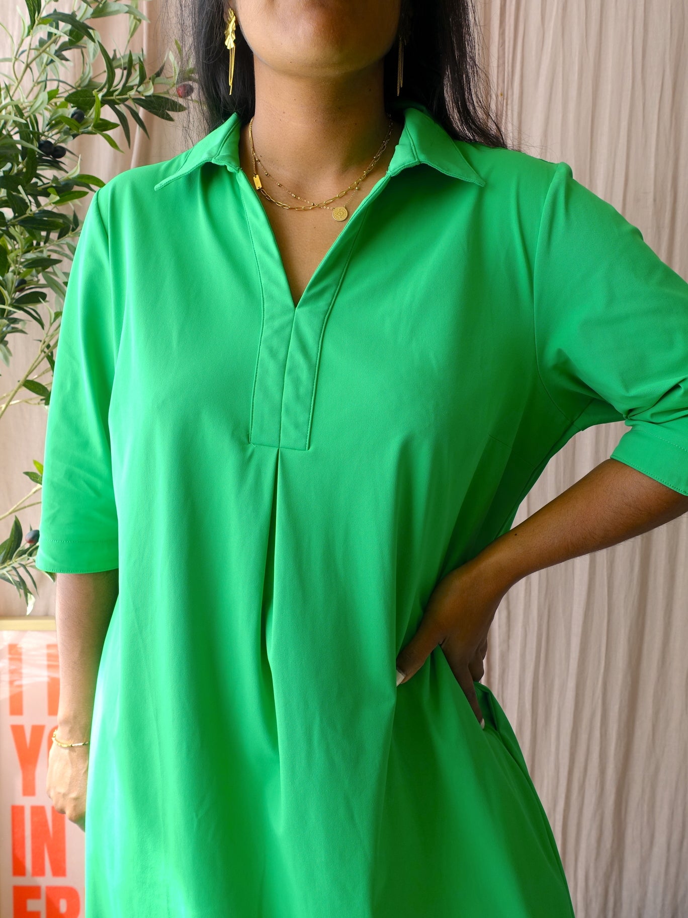 Aime Balance travel quality midi jurk classic green