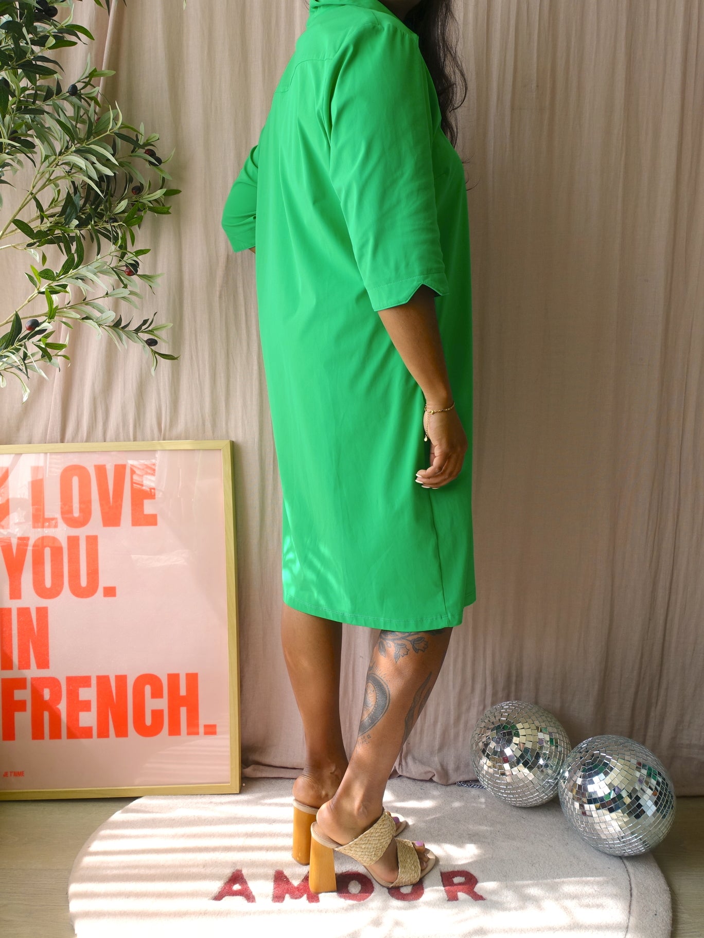 Aime Balance travel quality midi jurk classic green
