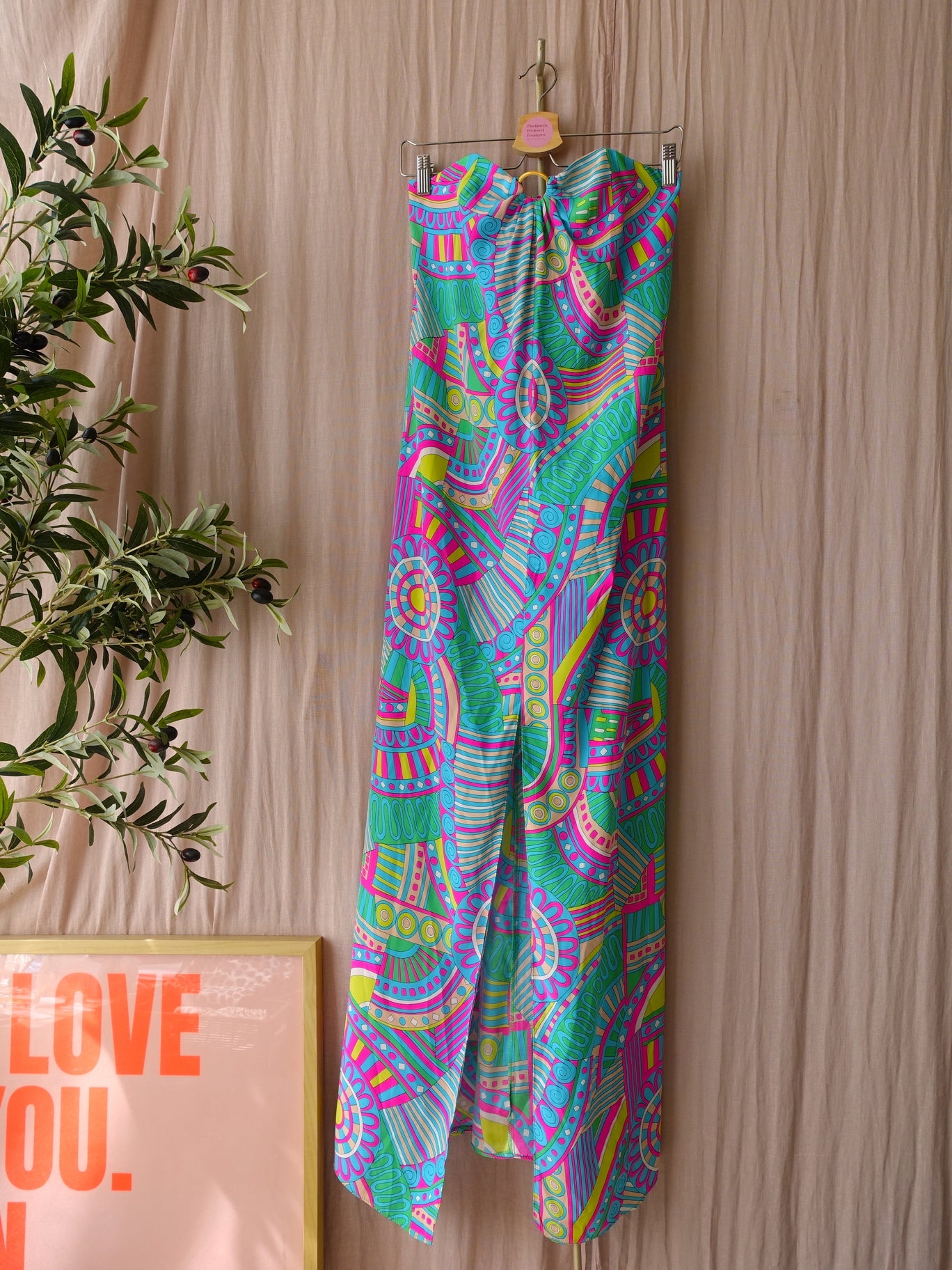 Alice & Trixie 100% silk strapless maxi jurk