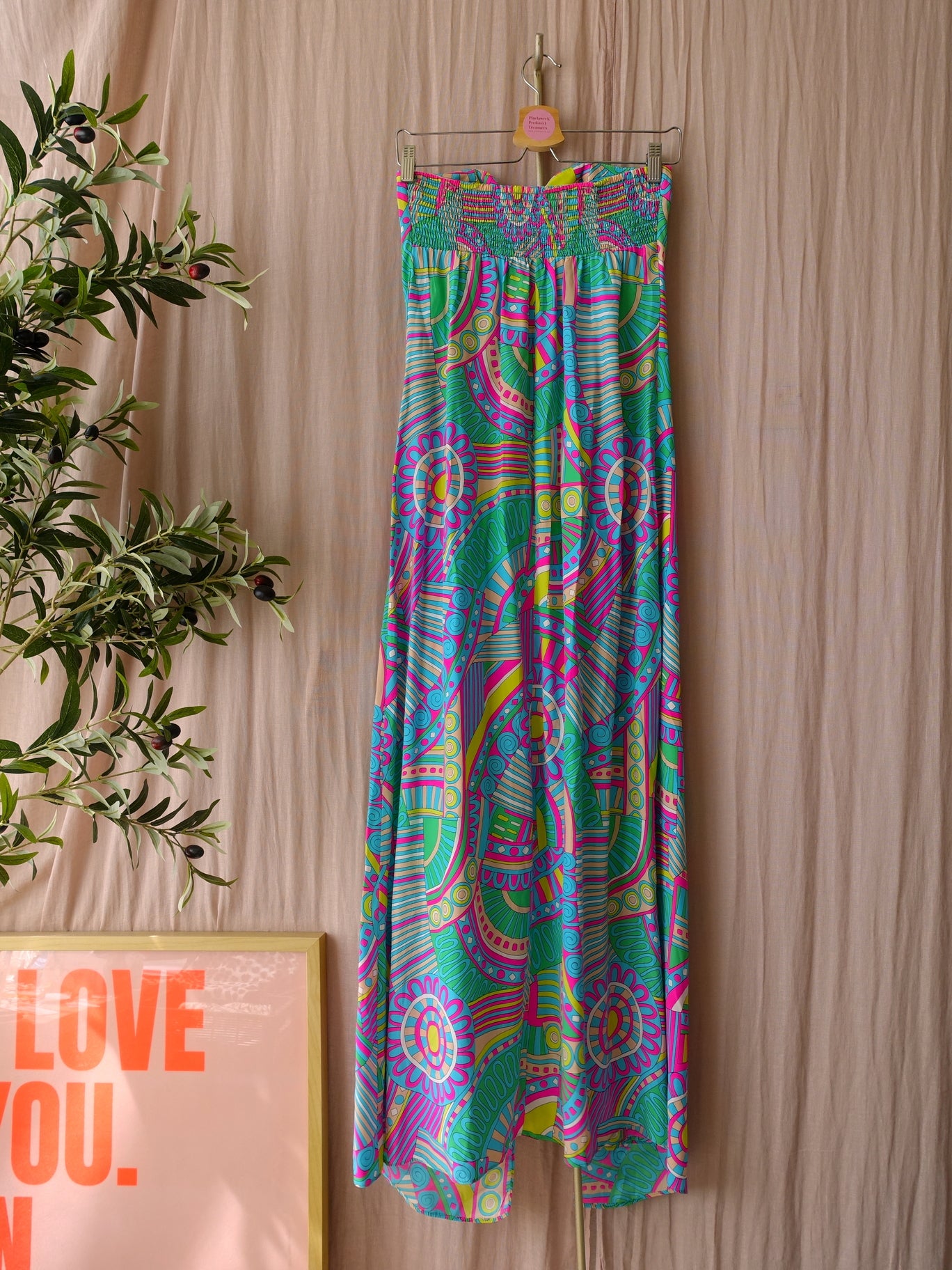 Alice & Trixie 100% silk strapless maxi jurk