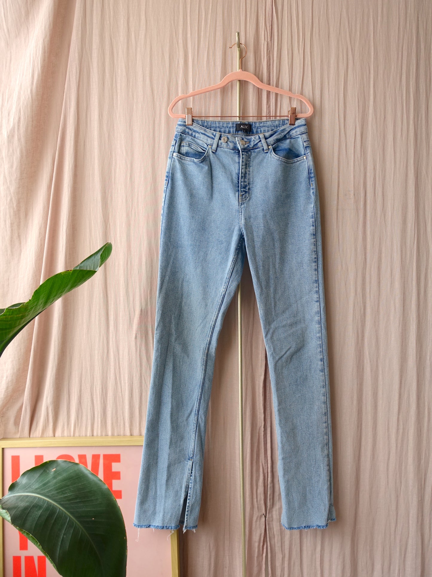 Alix high waist stretch jeans split light denim