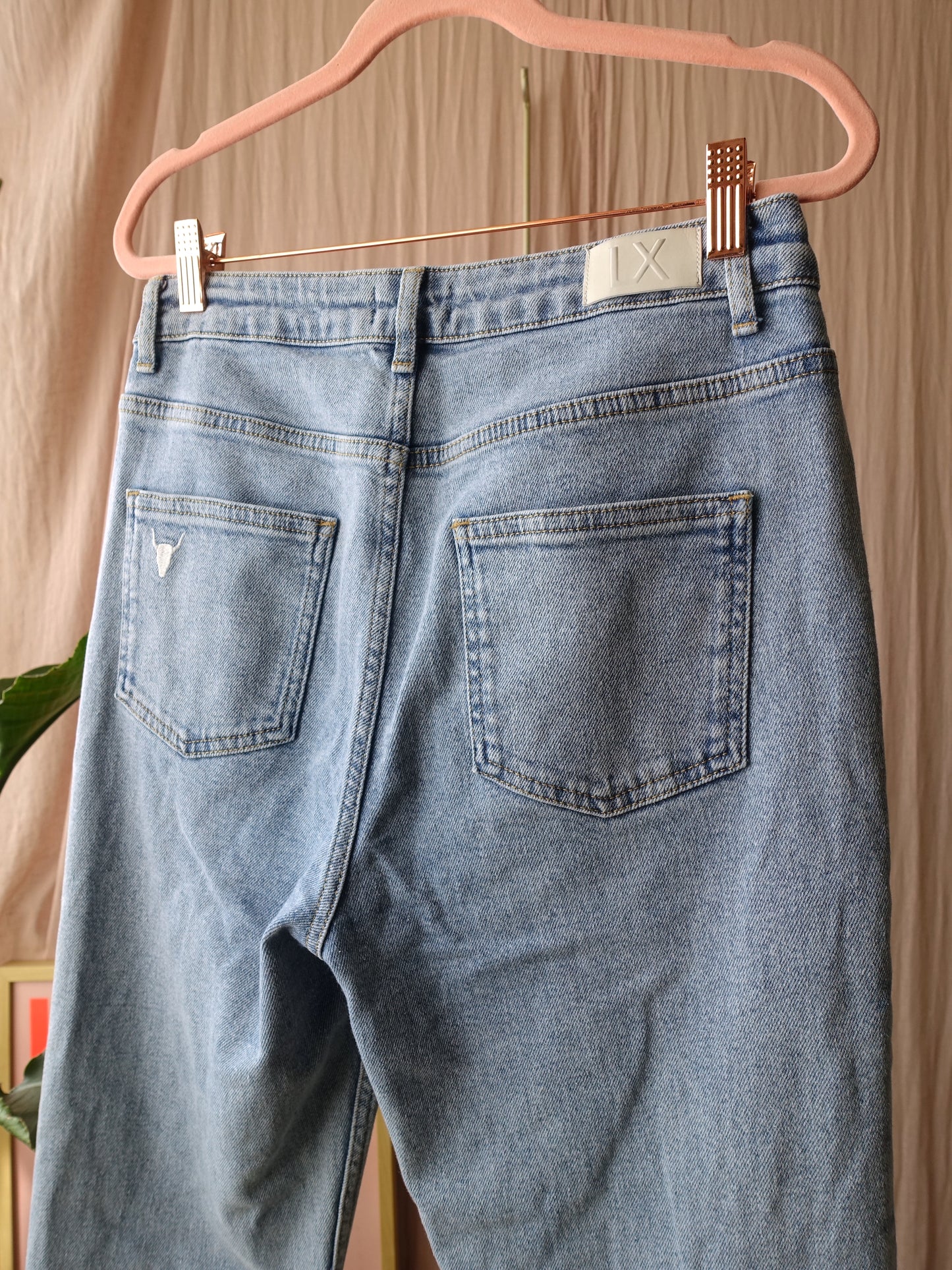 Alix high waist stretch jeans split light denim