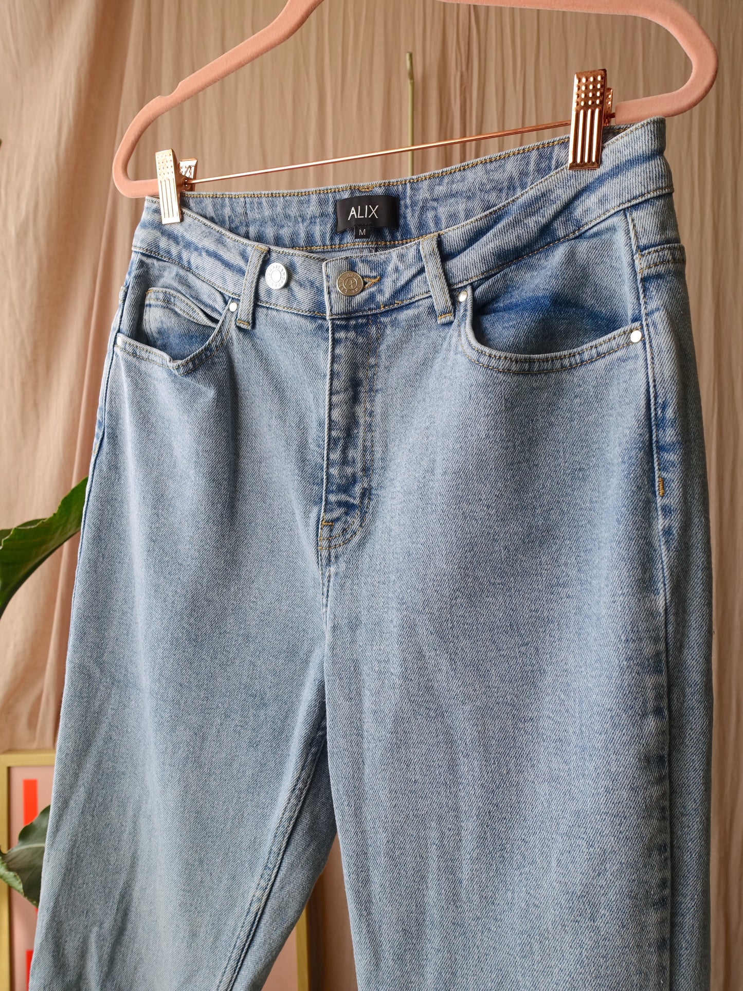 Alix high waist stretch jeans split light denim