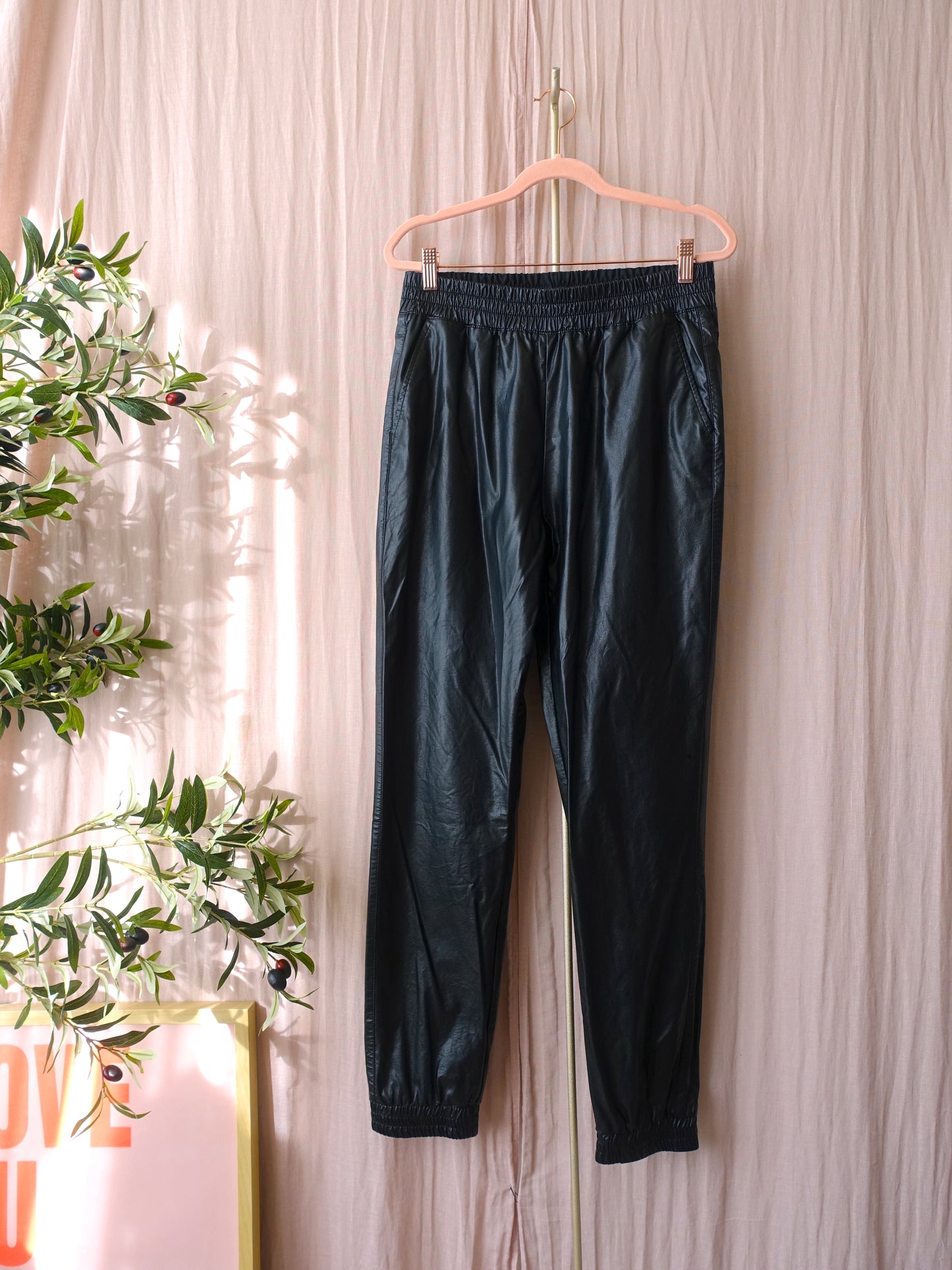 Alix the Label vegan leather woven shiny training pants