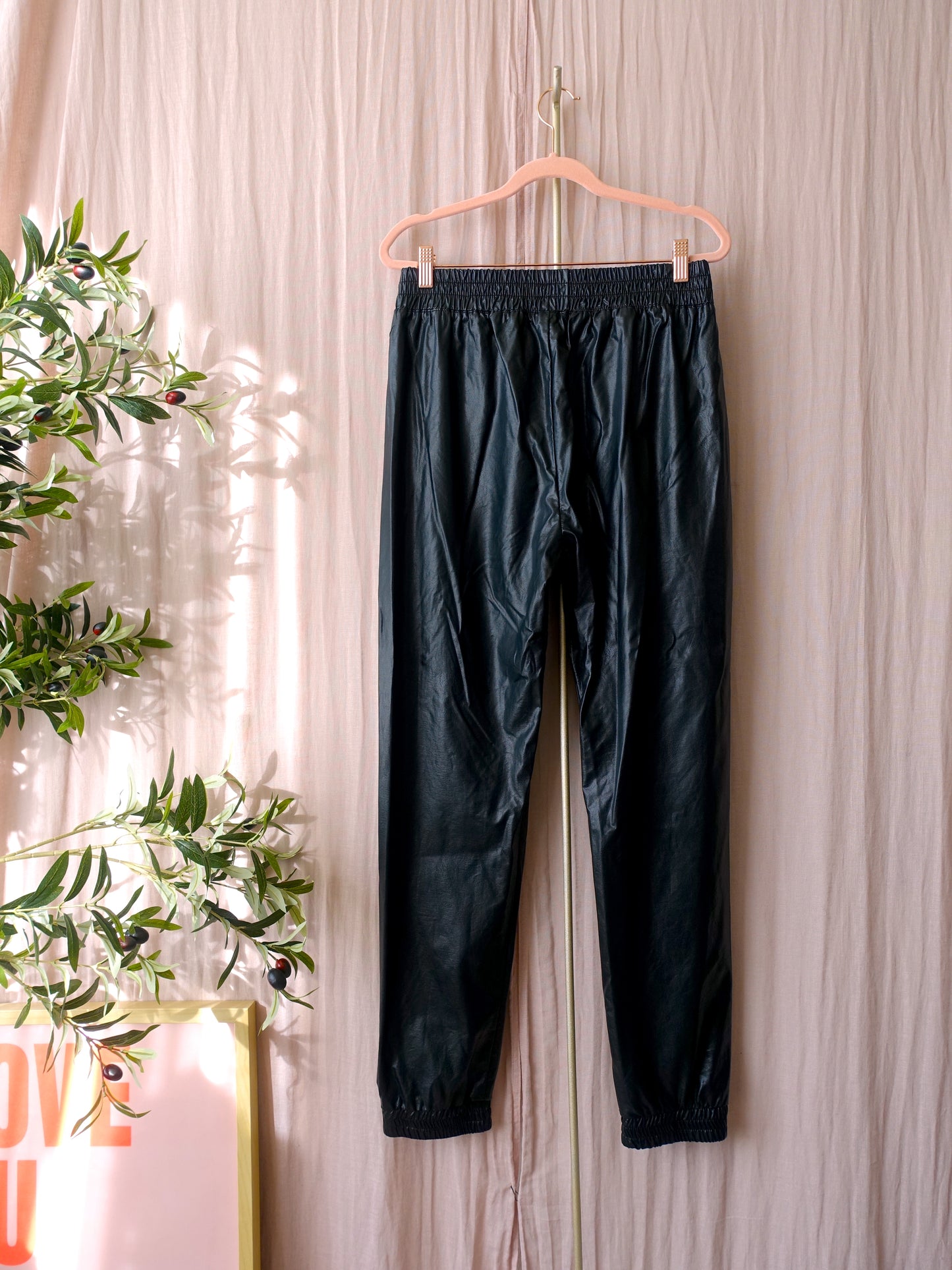 Alix the Label vegan leather woven shiny training pants