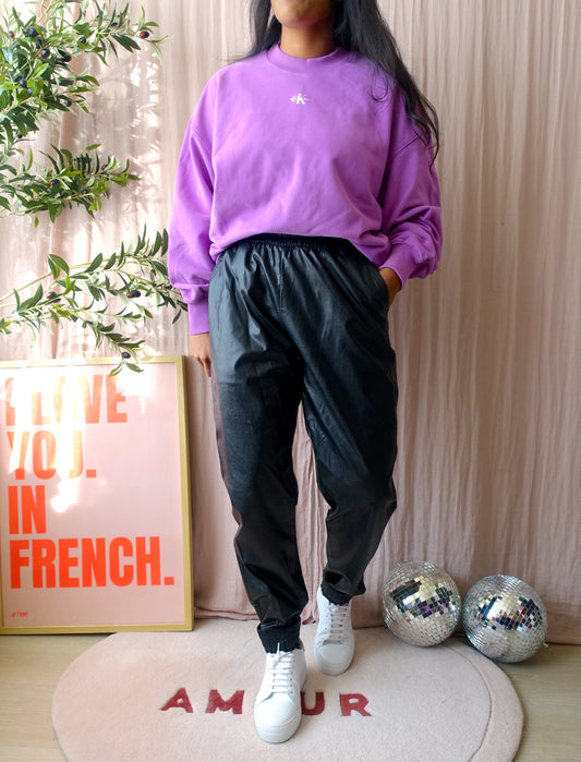 Alix the Label vegan leather woven shiny training pants