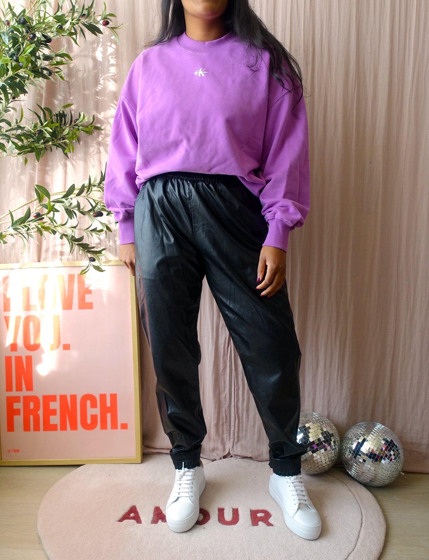 Alix the Label vegan leather woven shiny training pants
