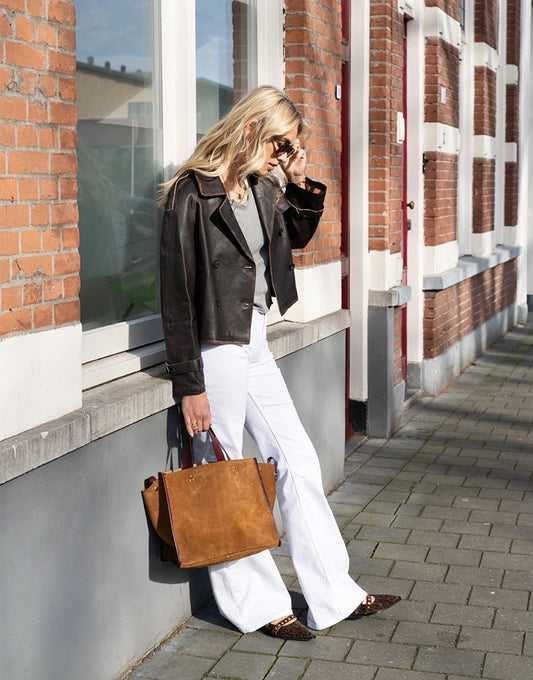 Alter Ego Florine leather jacket vintage dark chocolate brown