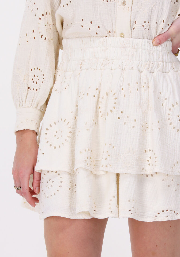 Amaya Amsterdam Belle embroidered mousseline rok ecru