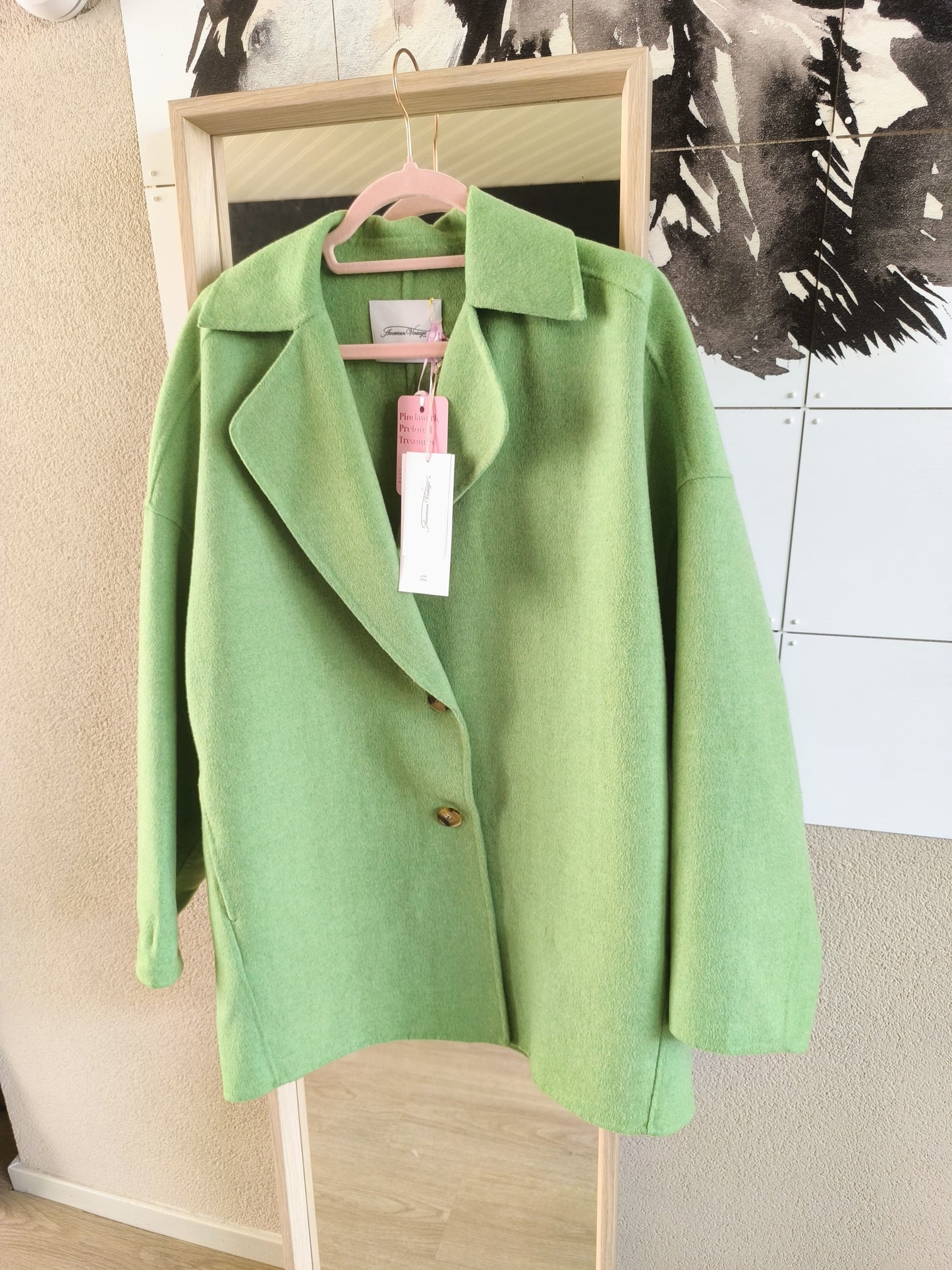 American Vintage Dadoulove coat pastel / mos groen