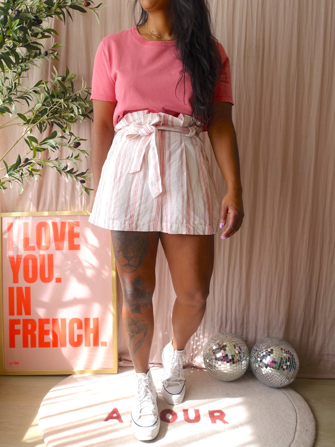 Rebecca Taylor striped linnen paperbag shorts