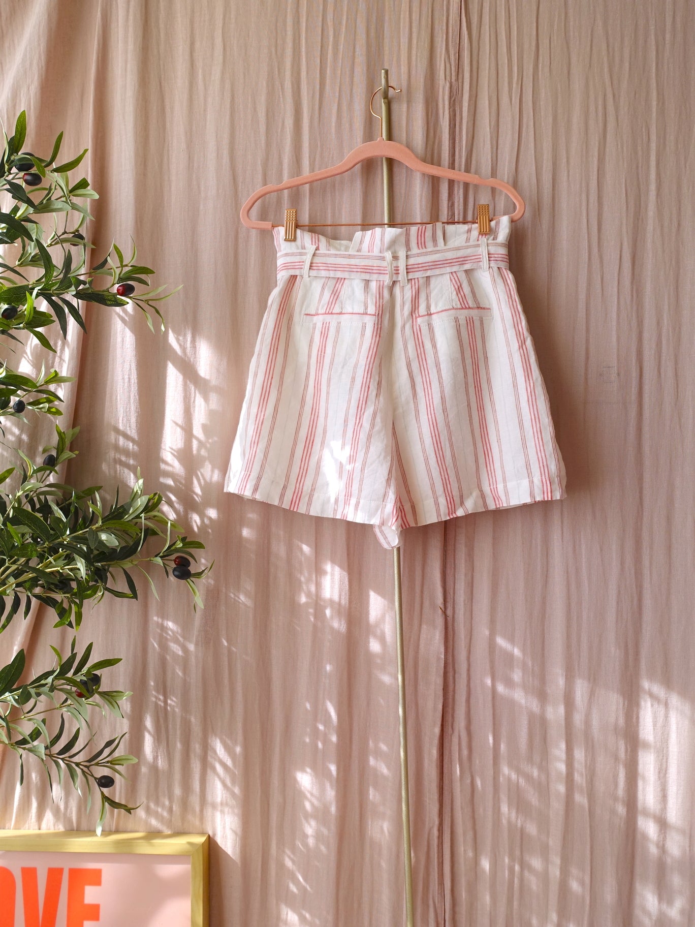 Rebecca Taylor striped linnen paperbag shorts