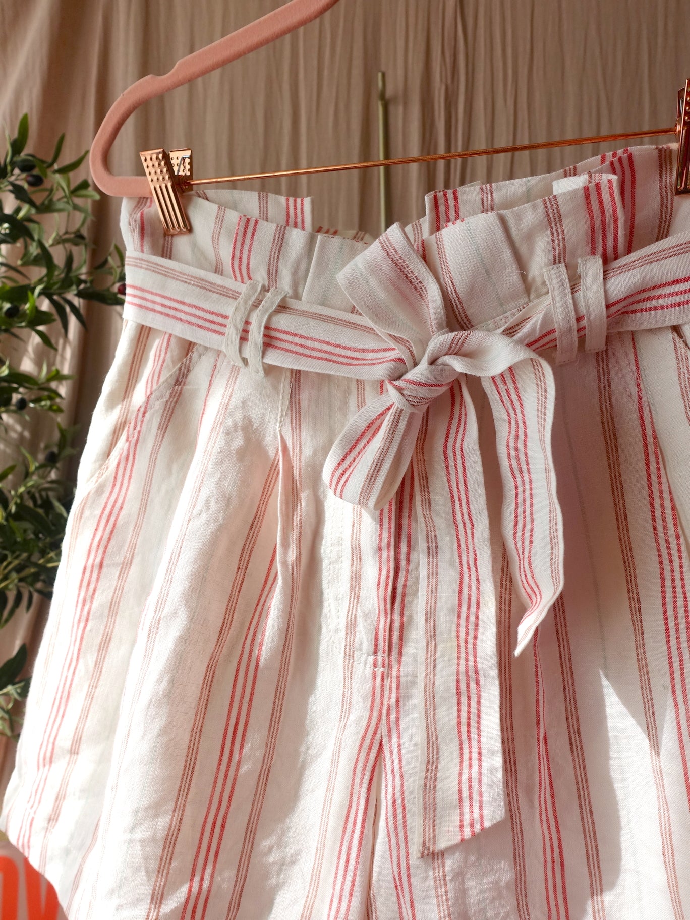 Rebecca Taylor striped linnen paperbag shorts