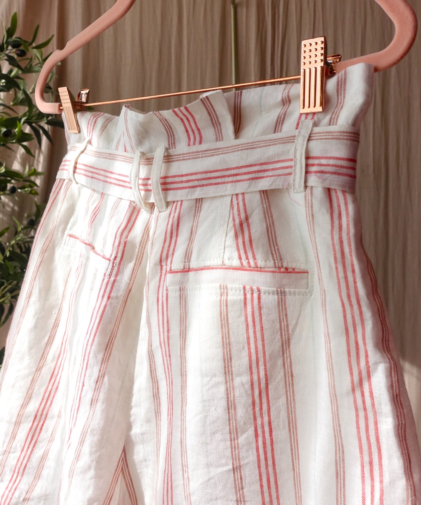 Rebecca Taylor striped linnen paperbag shorts