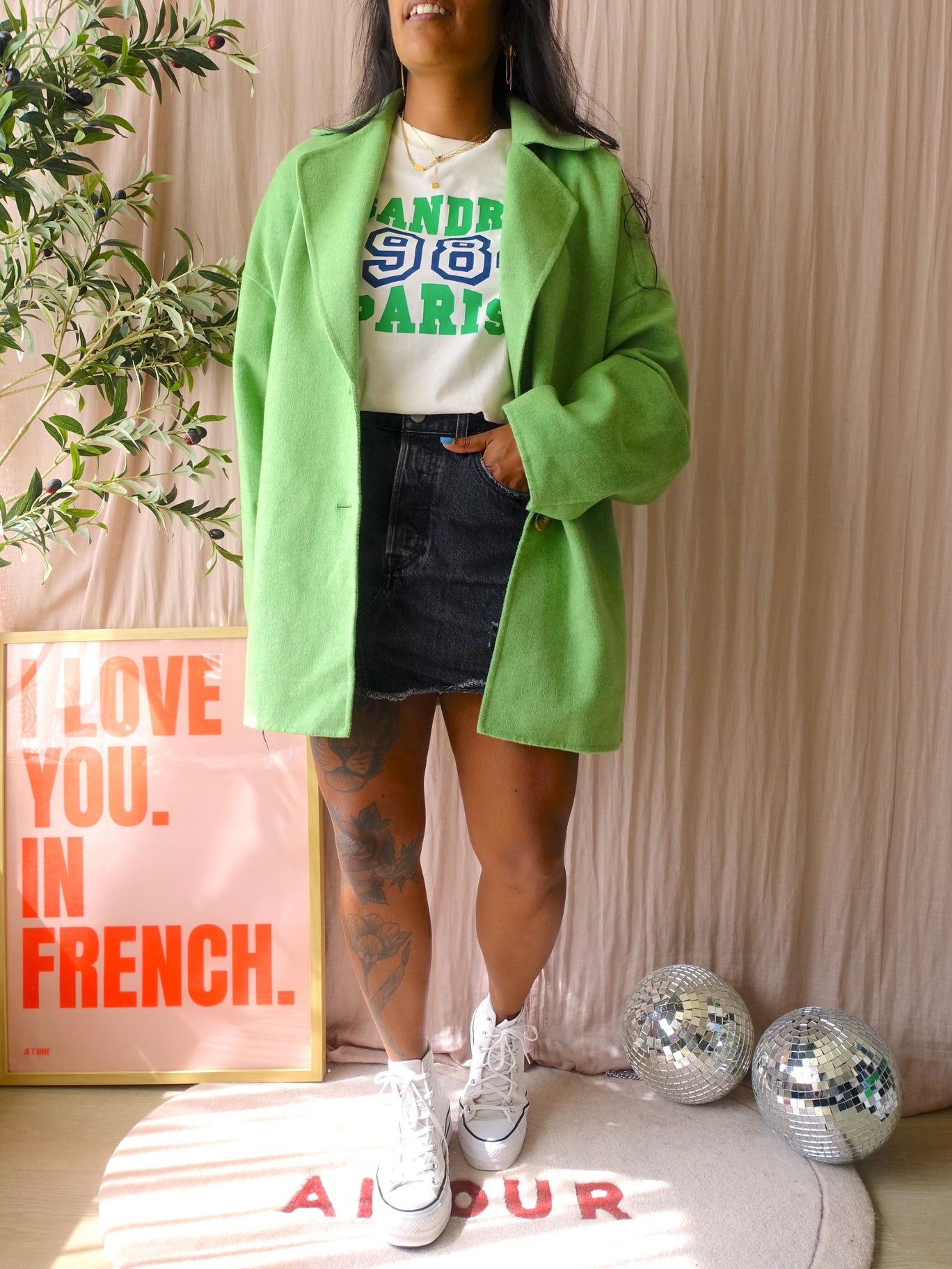American Vintage Dadoulove coat pastel / mos groen