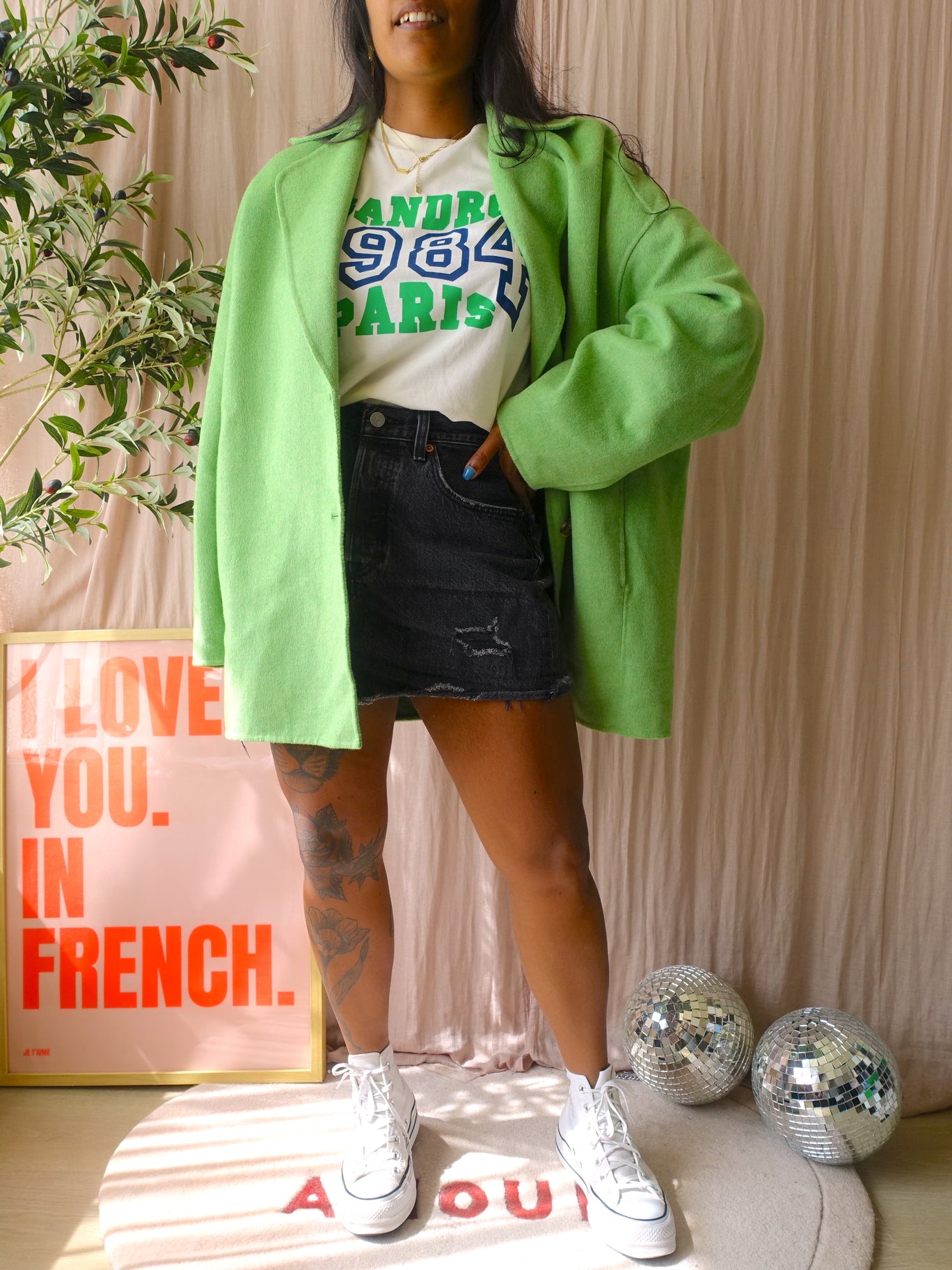 American Vintage Dadoulove coat pastel / mos groen