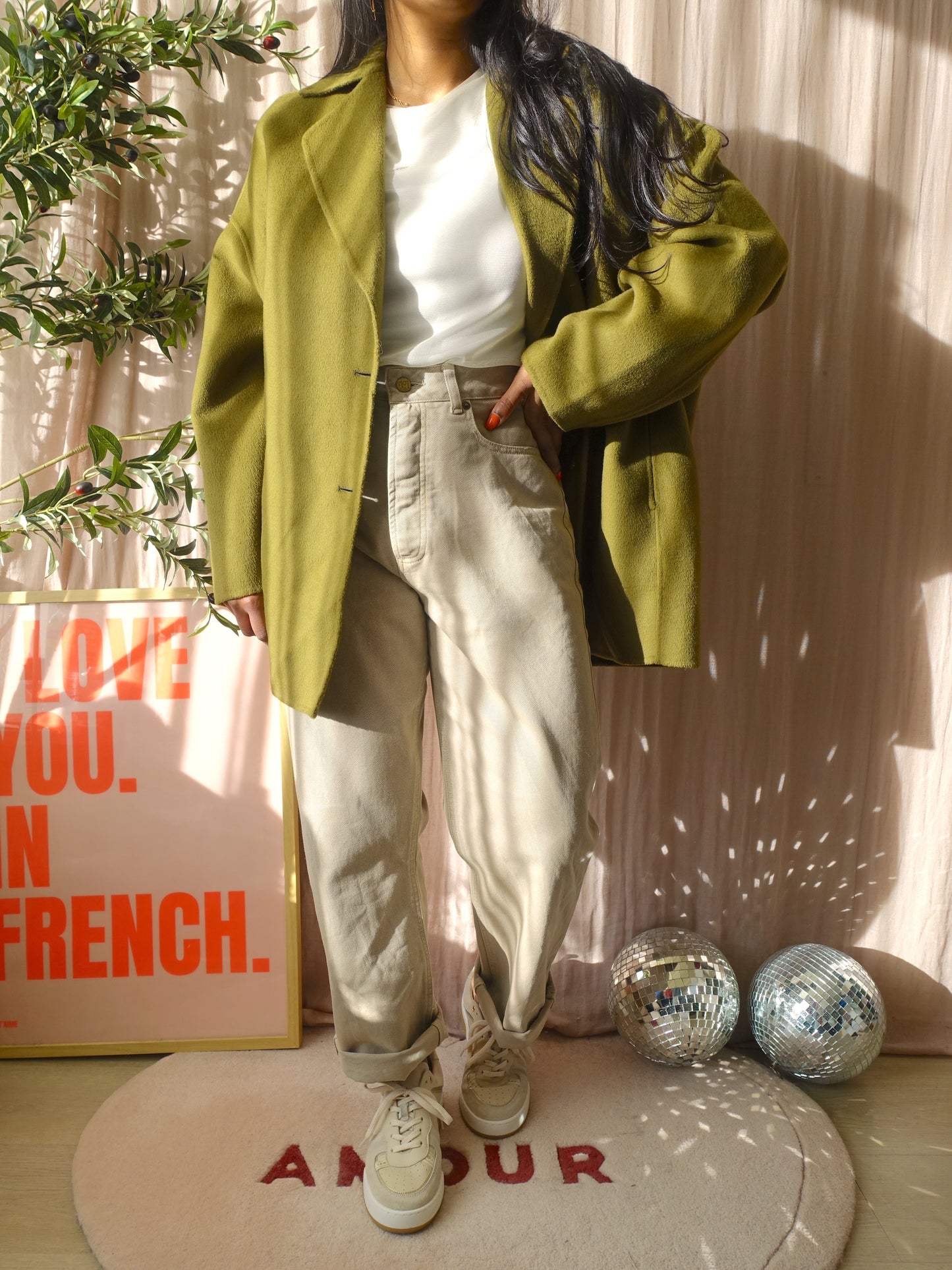 American Vintage Dadoulove coat pastel / mos groen
