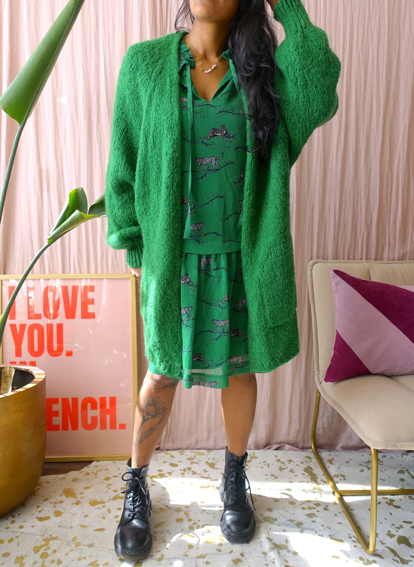 GRATIS BIJ BESTEDING V.A. €100 - Ana Alcazar classic green leopard jurk