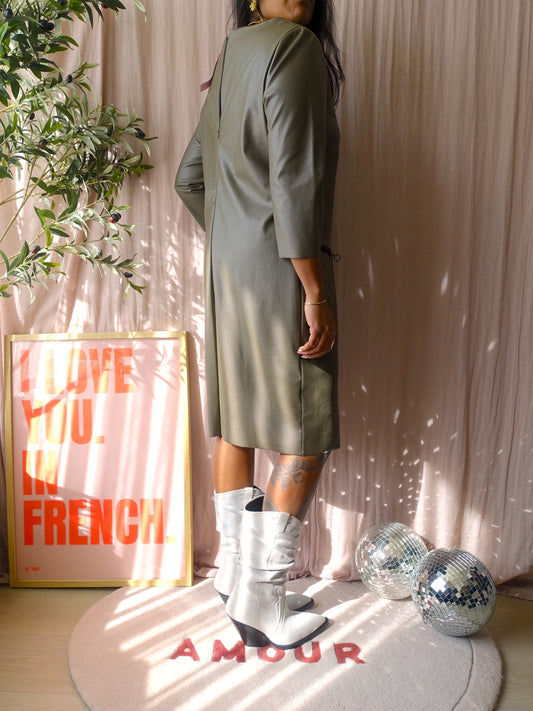 Anna van Toor vegan leather midi jurk mud