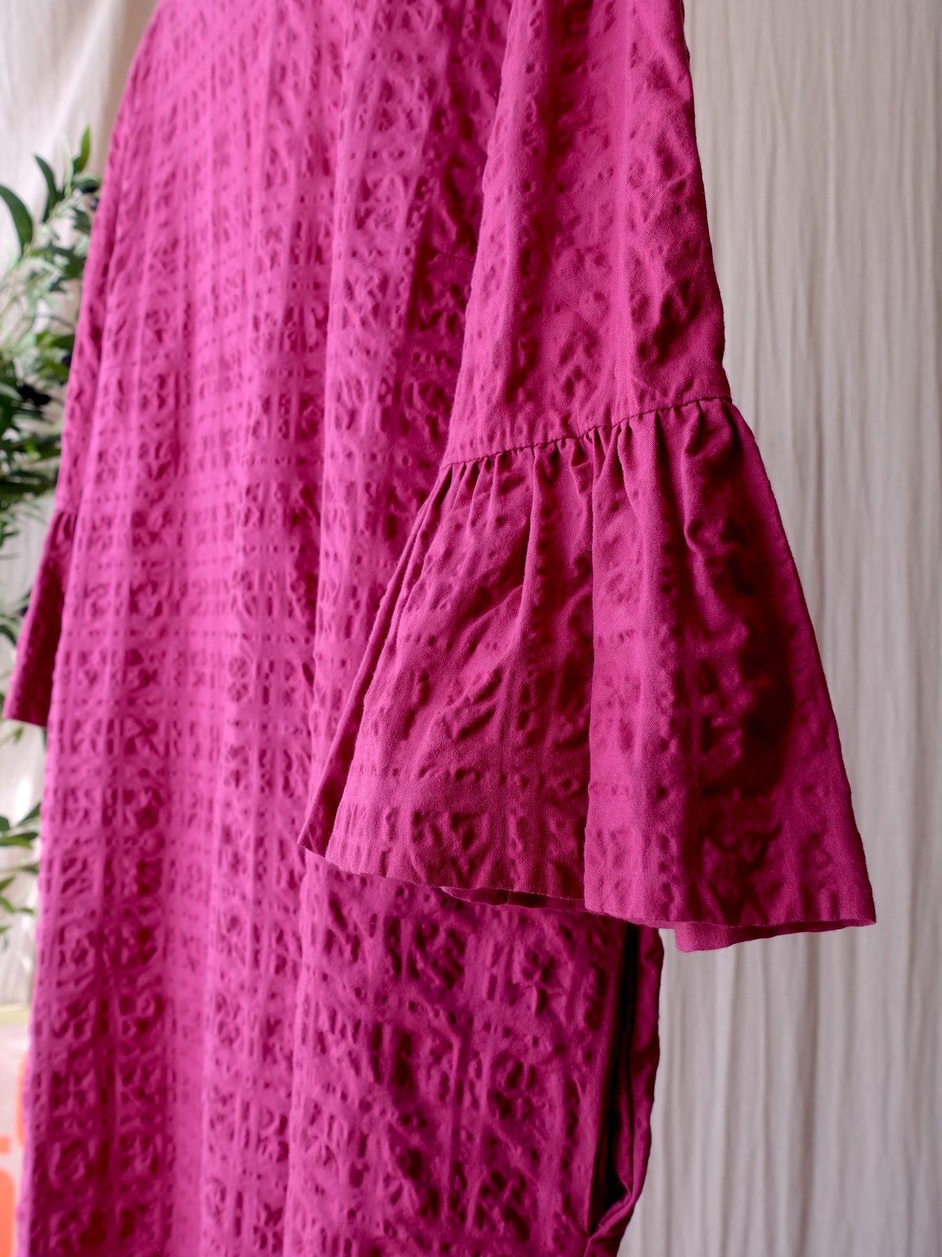 Antonelli Firenze seersucker midi jurk magenta