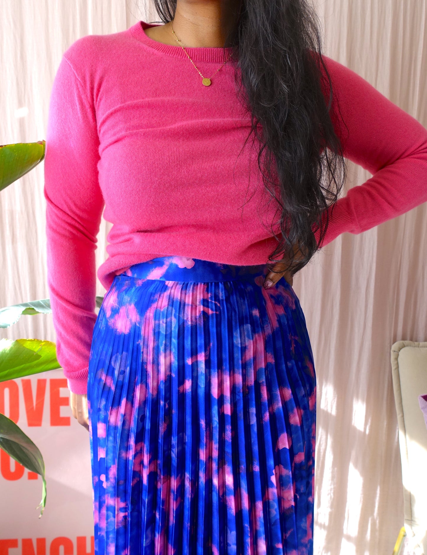 Arket midi plissé rok tie dye