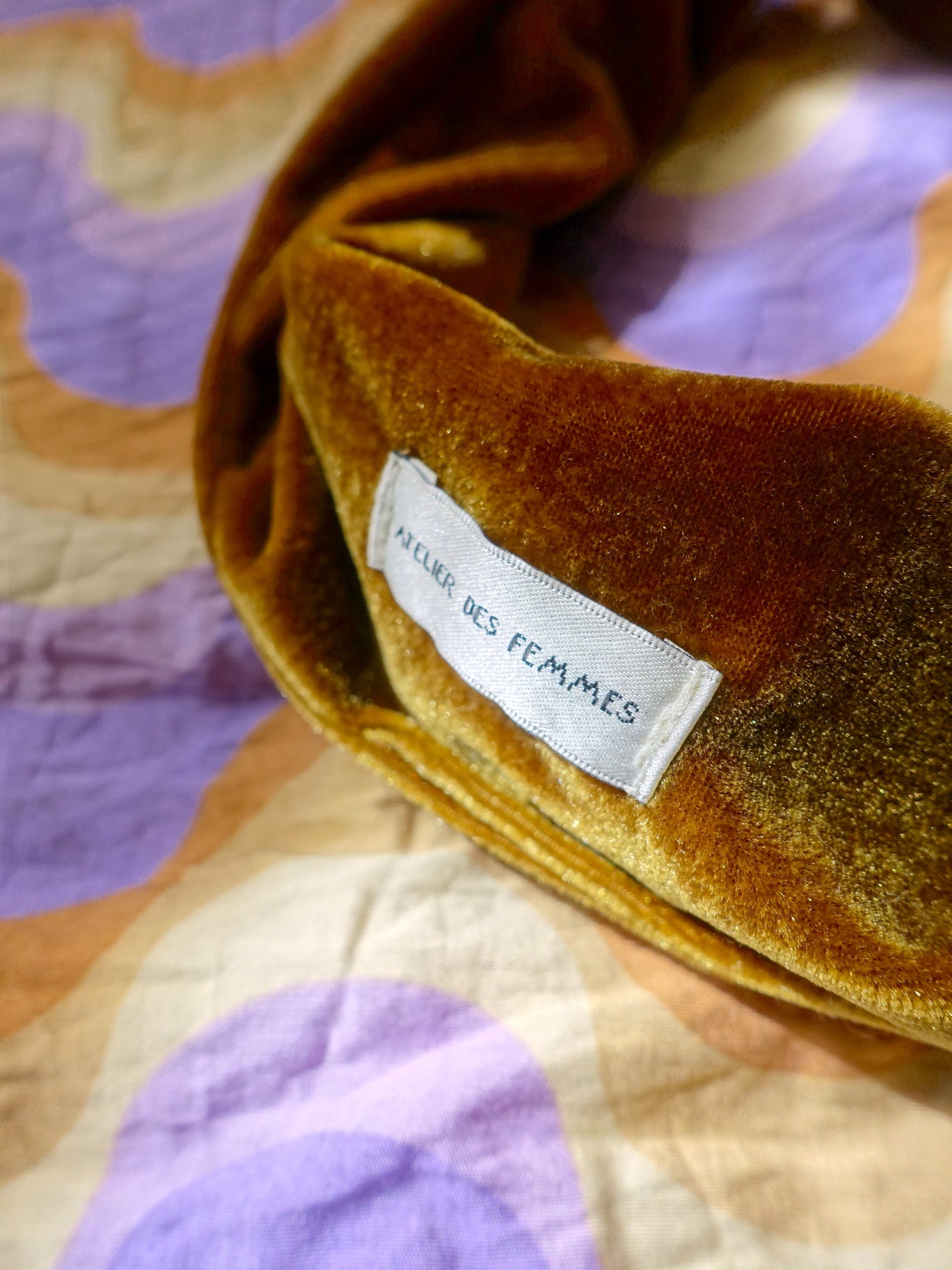 Atelier Des Femmes handmade velvet bandeau golden ochre
