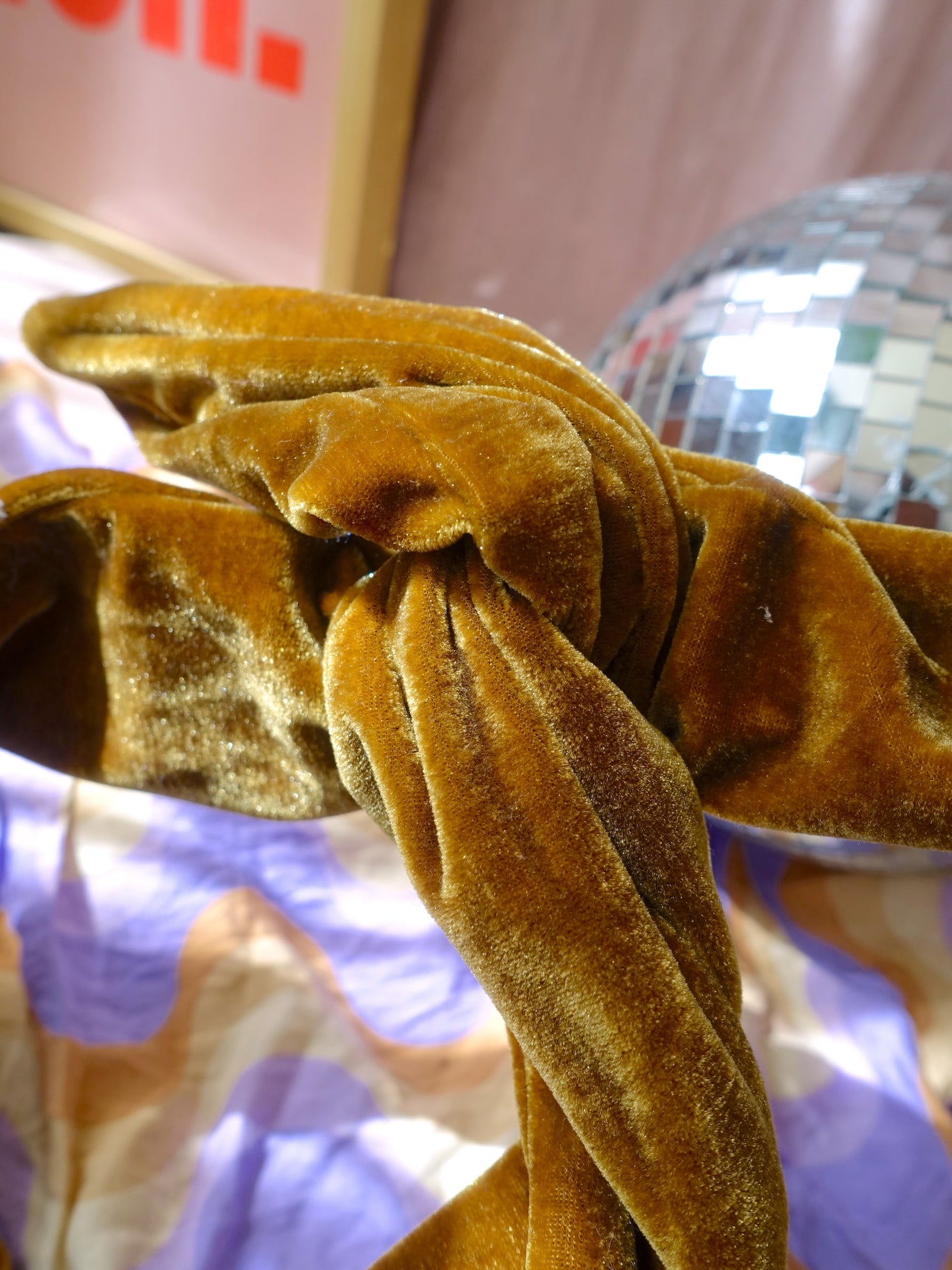 Atelier Des Femmes handmade velvet bandeau golden ochre