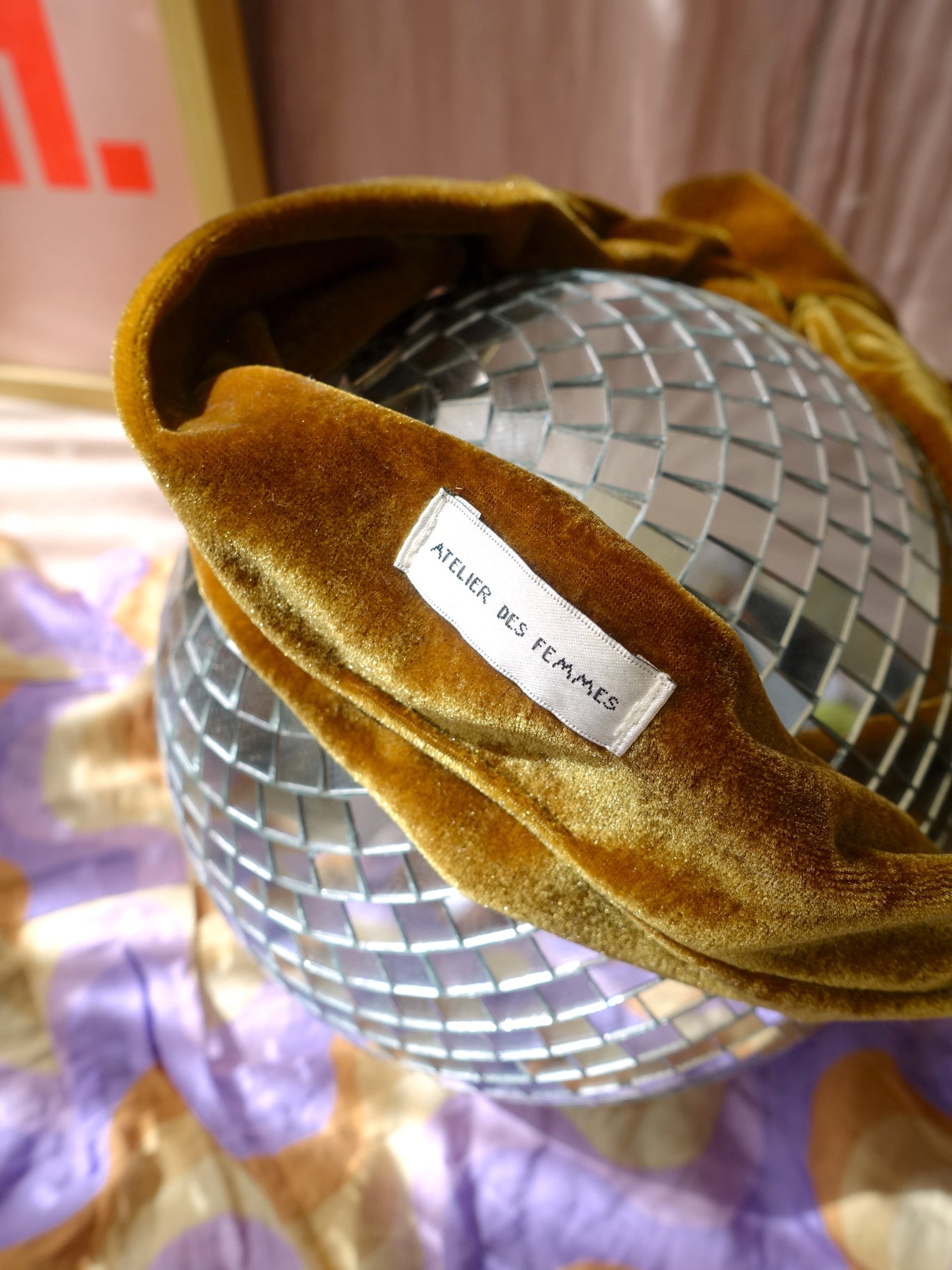 Atelier Des Femmes handmade velvet bandeau golden ochre