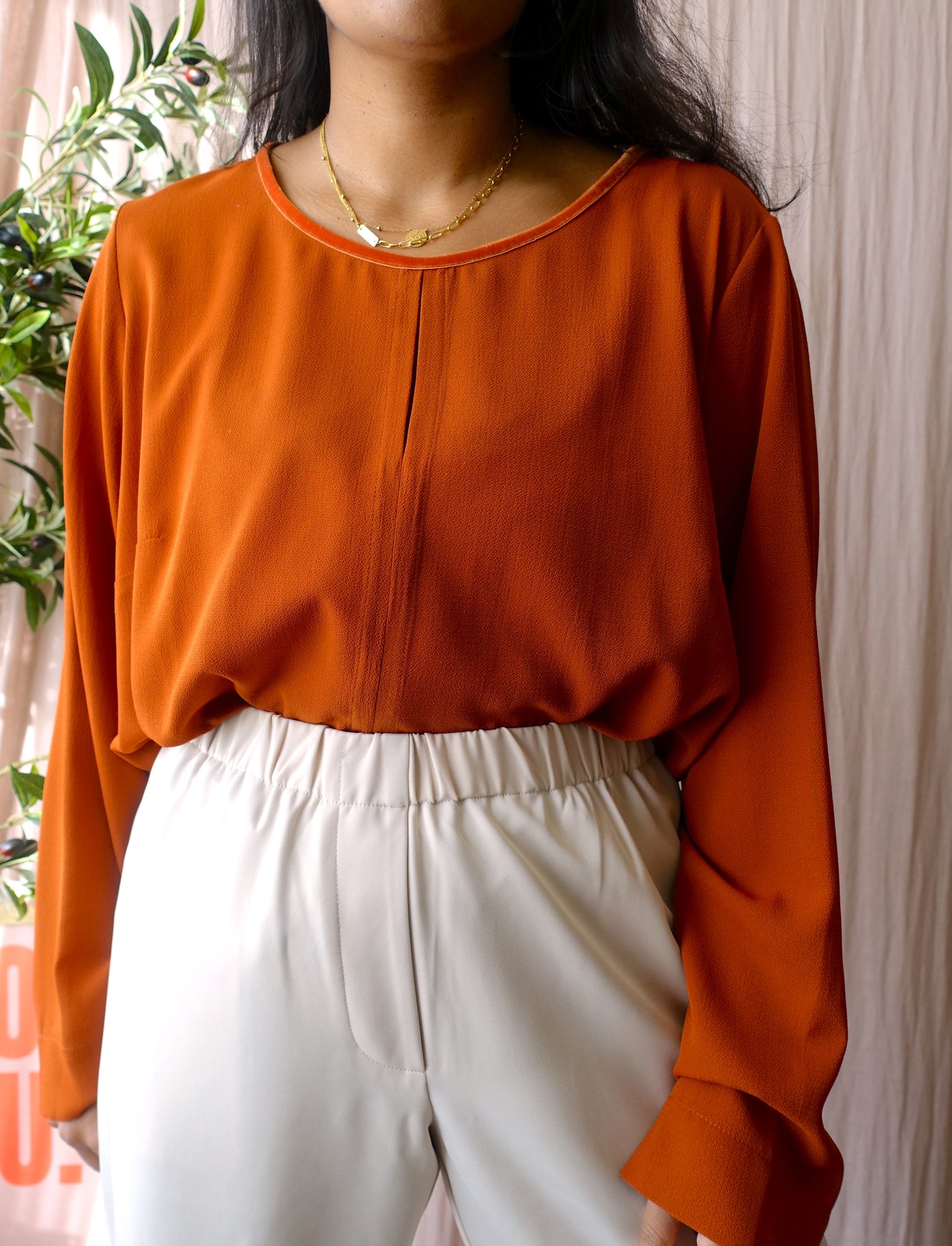 Elena Mirò velvet detail top pumpkin spice