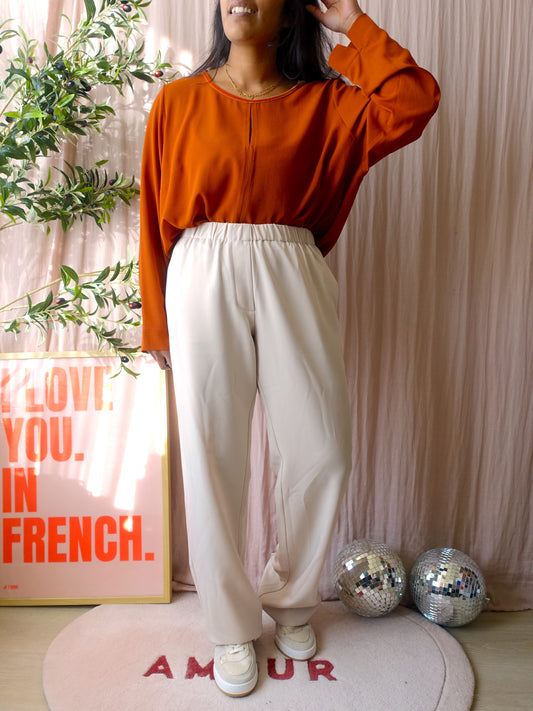 Elena Mirò velvet detail top pumpkin spice