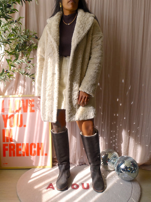Ba&sh noe faux fur coat ecru latte