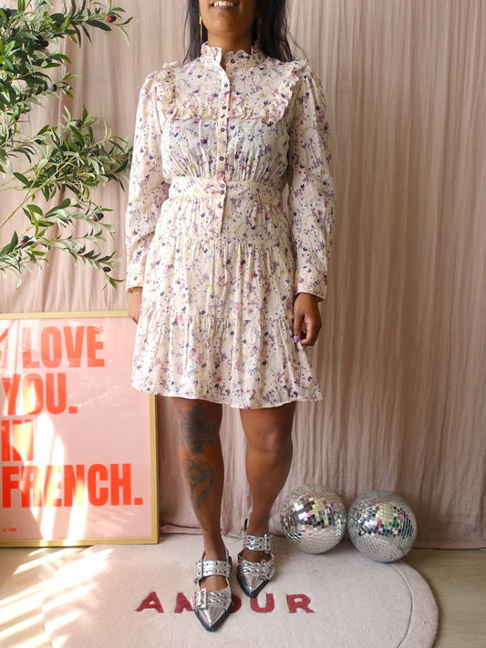 Ba&sh Belle mini jurk ecru / blush