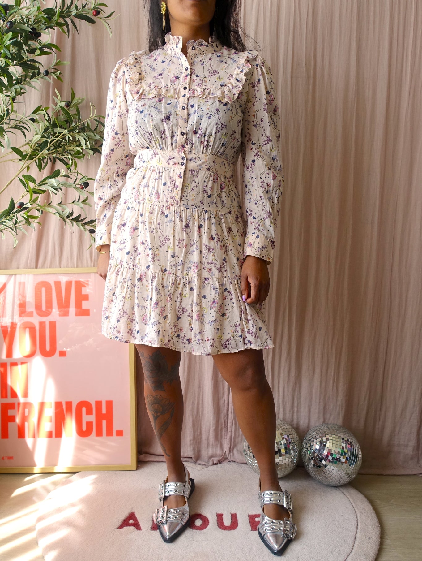 Ba&sh Belle mini jurk ecru / blush