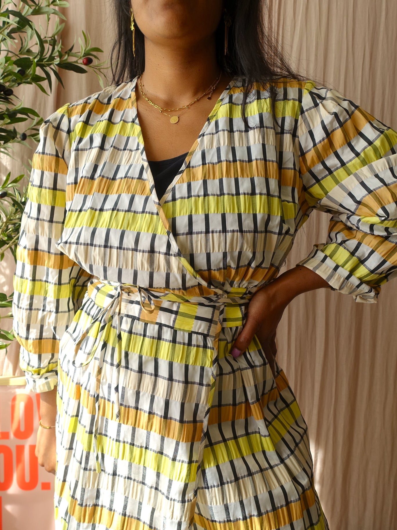 Baum und Pferdgarten seersucker wrap jurk aurelia