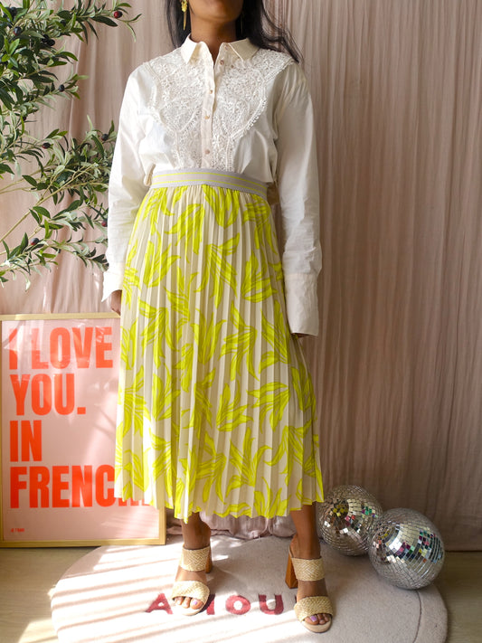 Summum cropped embroidered lace top creme