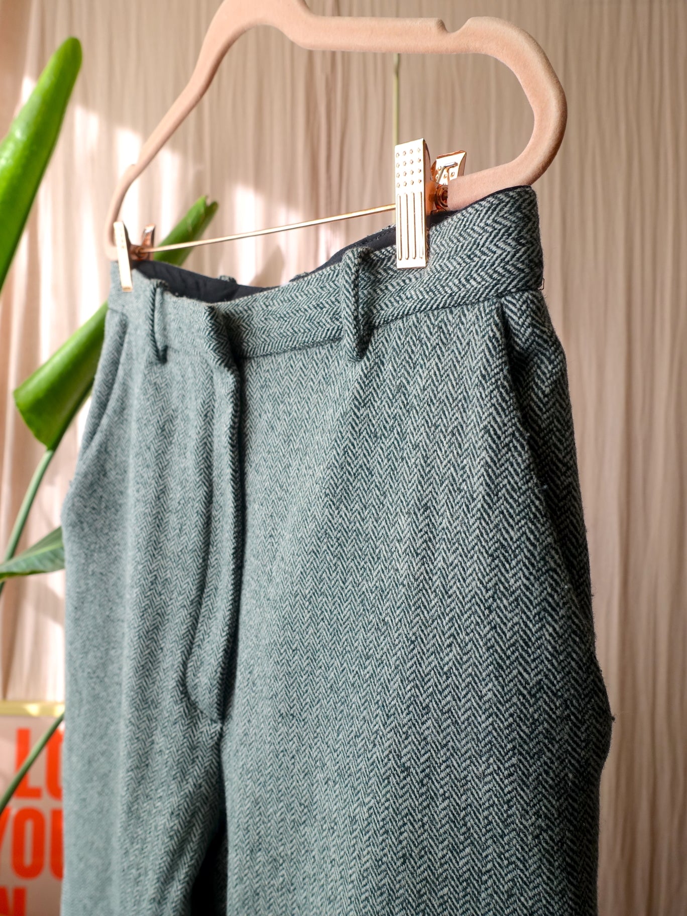 & Other Stories wide leg wool pants dark green