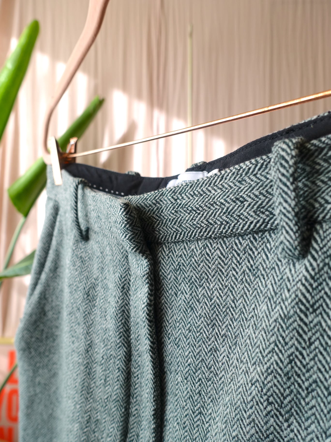 & Other Stories wide leg wool pants dark green