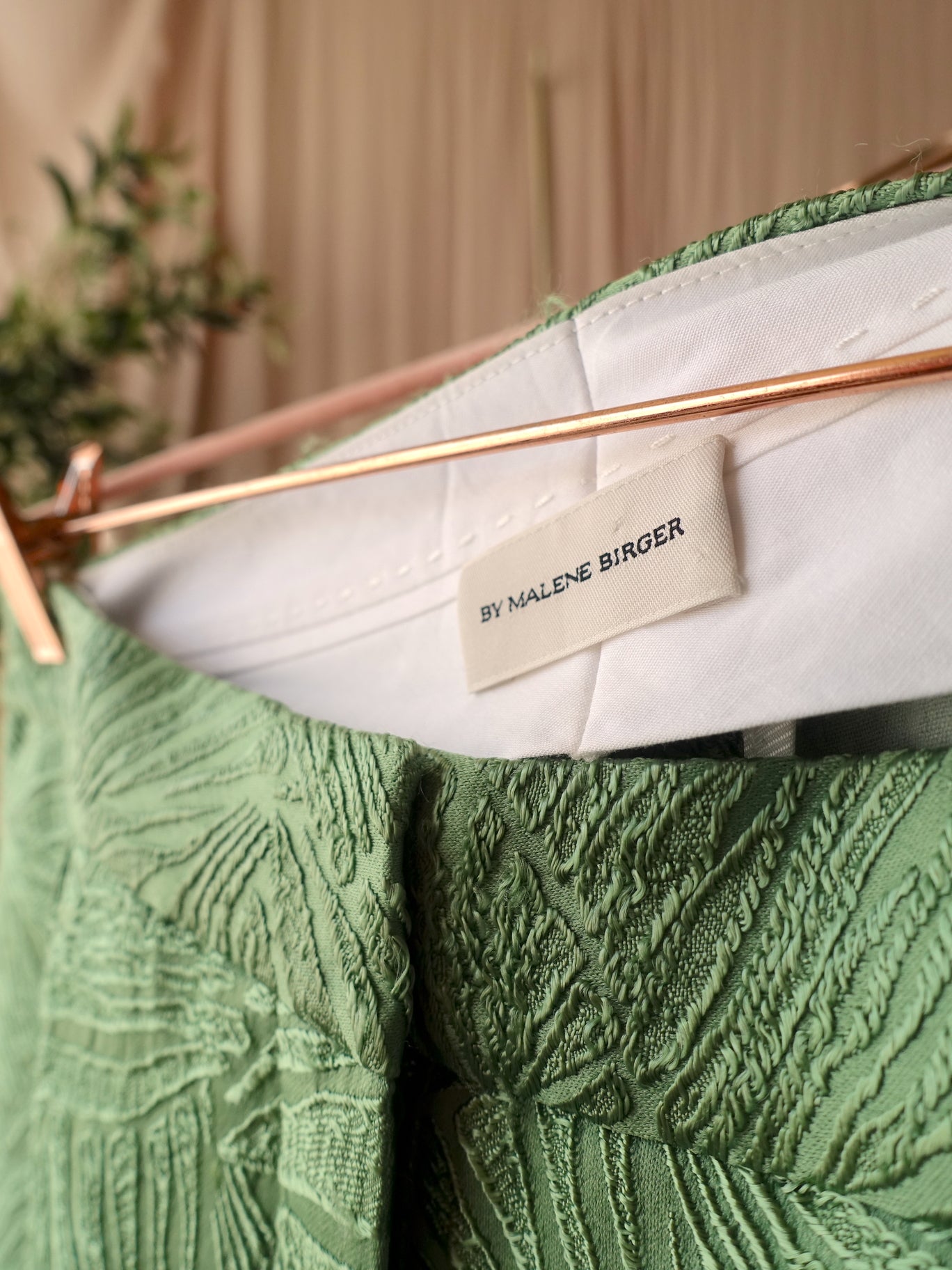 By Malene Birger Santsi jacquard trousers jade green