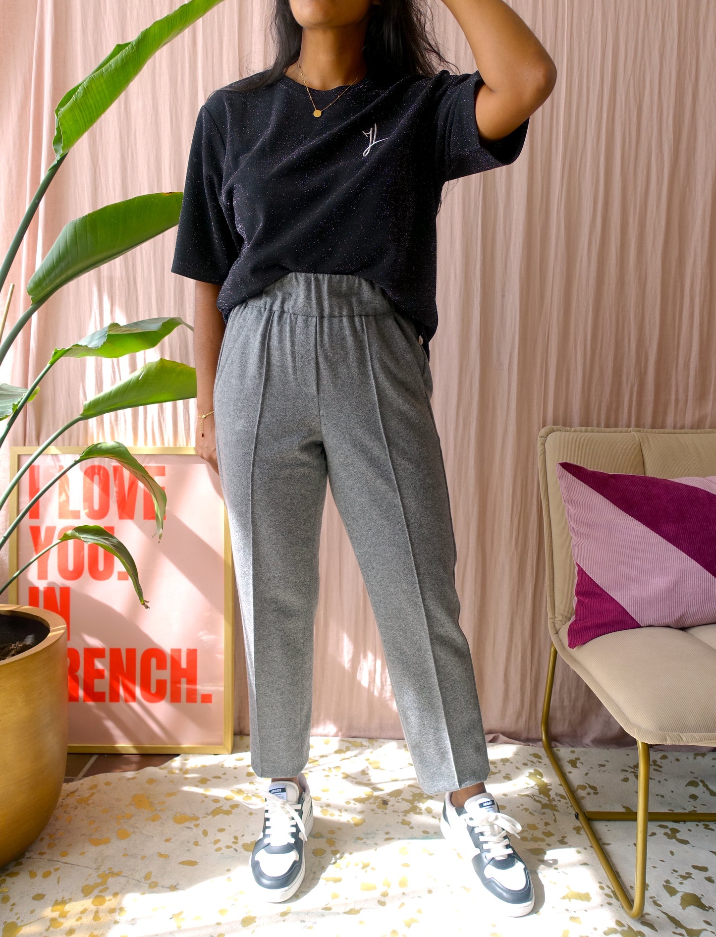 Luisa Cerano tapered wool pants classic grey melange