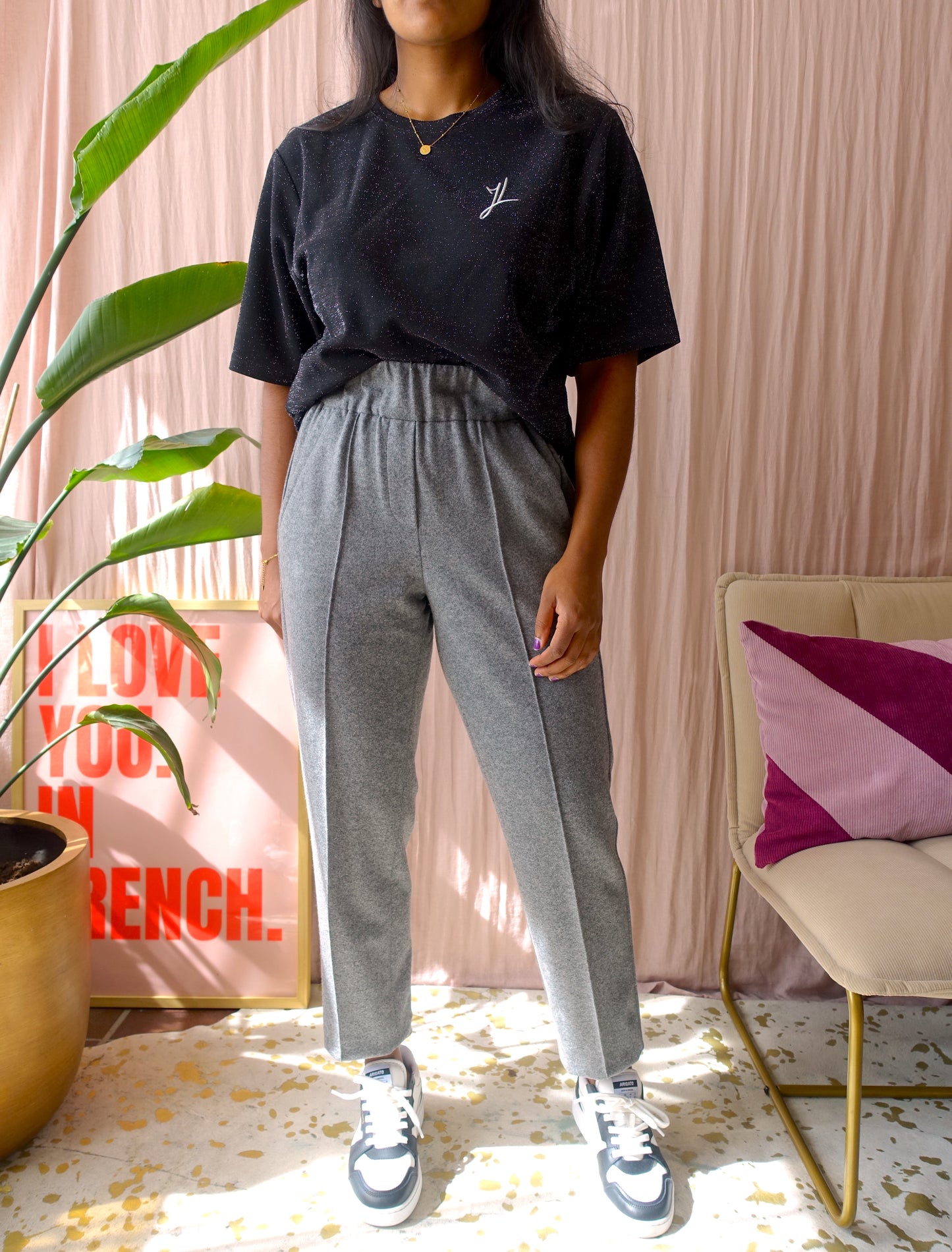 Luisa Cerano tapered wool pants classic grey melange