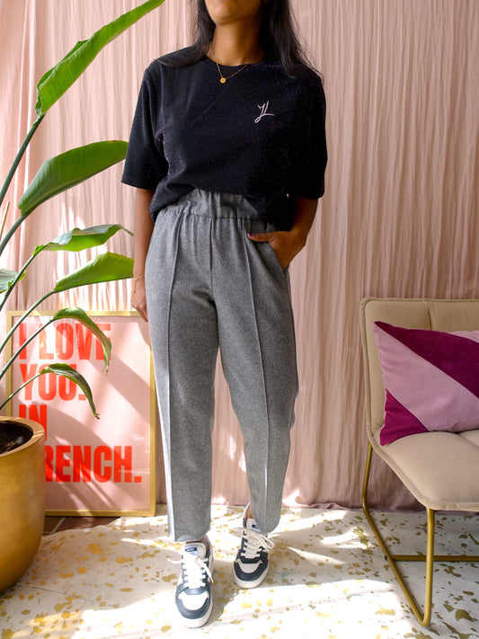 Luisa Cerano tapered wool pants classic grey melange